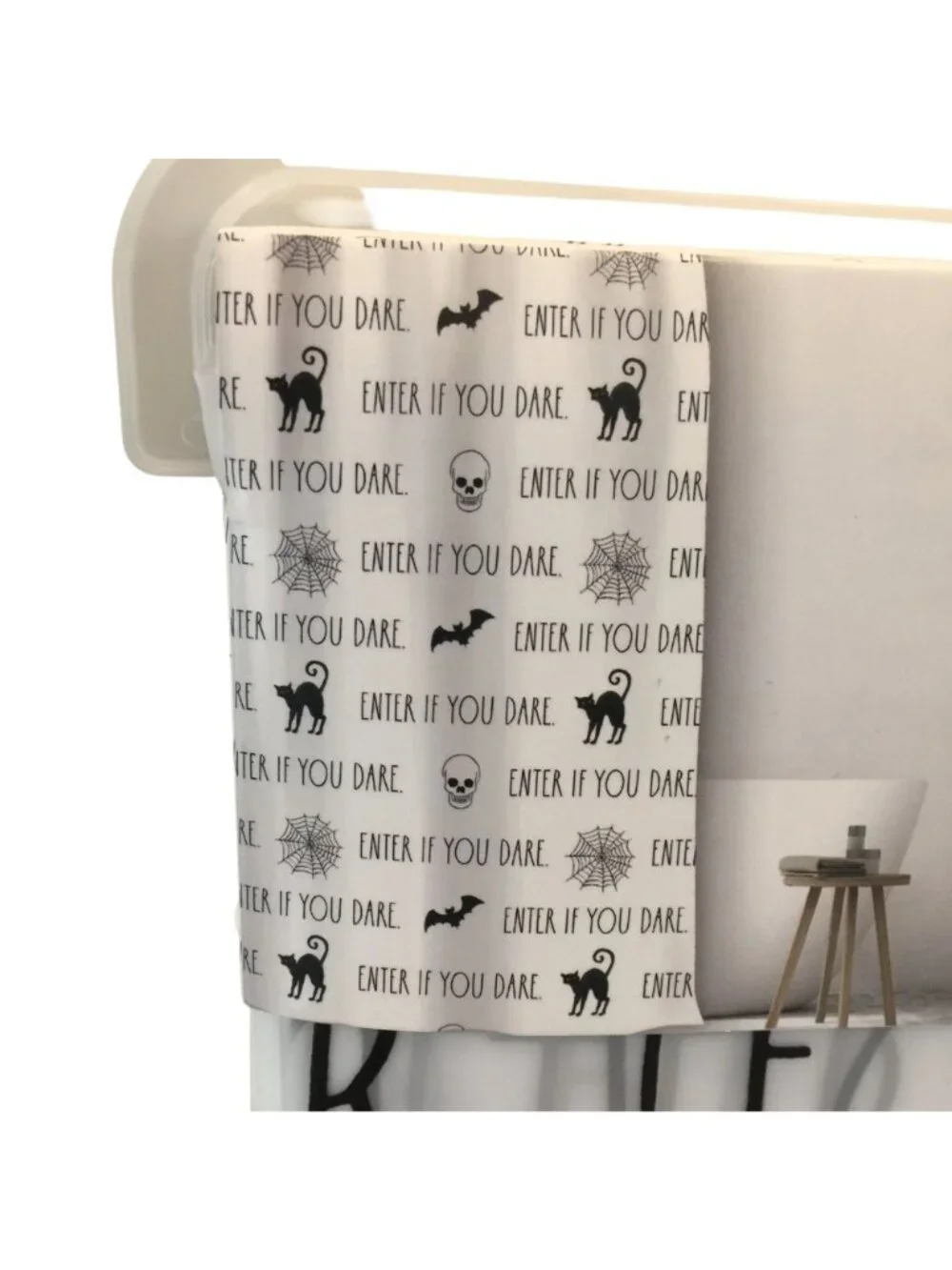 RAE DUNN Enter If You Dare Shower Curtain Liner Frosted Spider Web